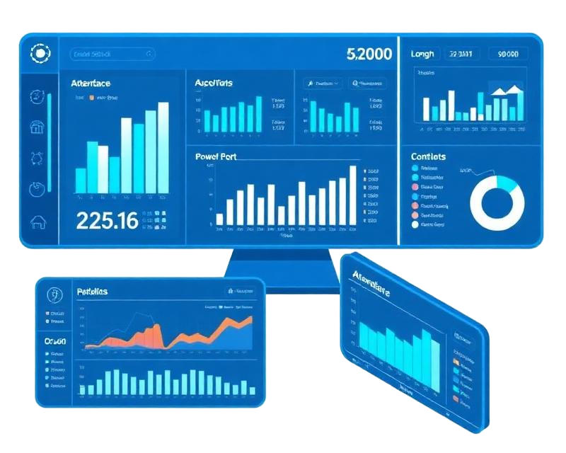 School management dashboard with charts and analytics