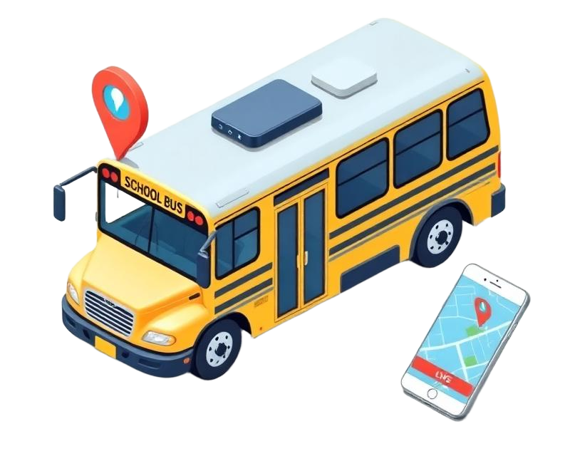 School bus with GPS tracking and mobile app